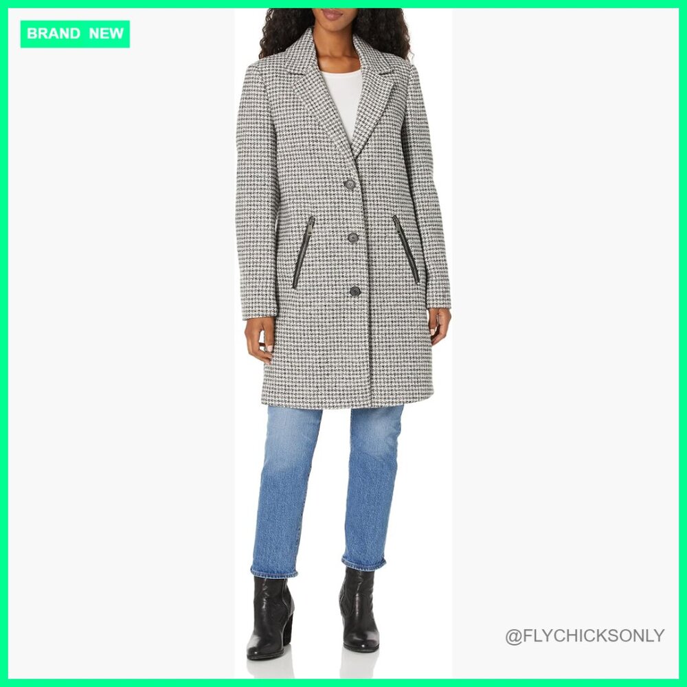 Houndstooth Wool Blazer Jacket With Button Closur… - image 1